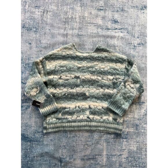 NWT! Alfani Teal Romance Antique White Textured Acrylic Wool Blend Sweater XL - Picture 2 of 8